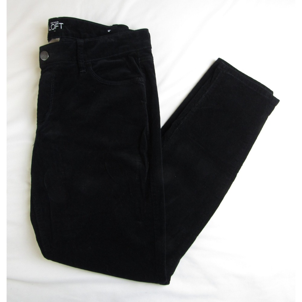 Women's LOFT Pants Black Corduroy Curvy Skinny Size 10